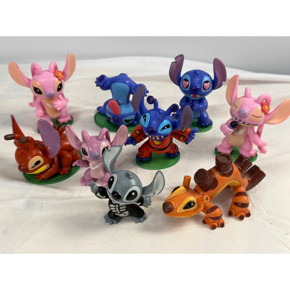 Disney Lilo & Stitch Experiment Figure Lot Stitch Angel Leroy Skeleton PVC 8pc